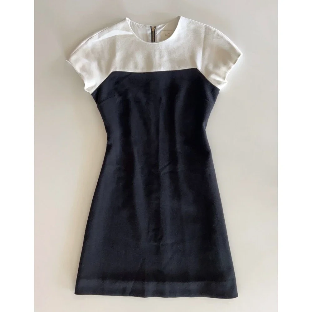 Kate Spade Black/White Colorblock Short Sleeve Sheath Dress – Size 2